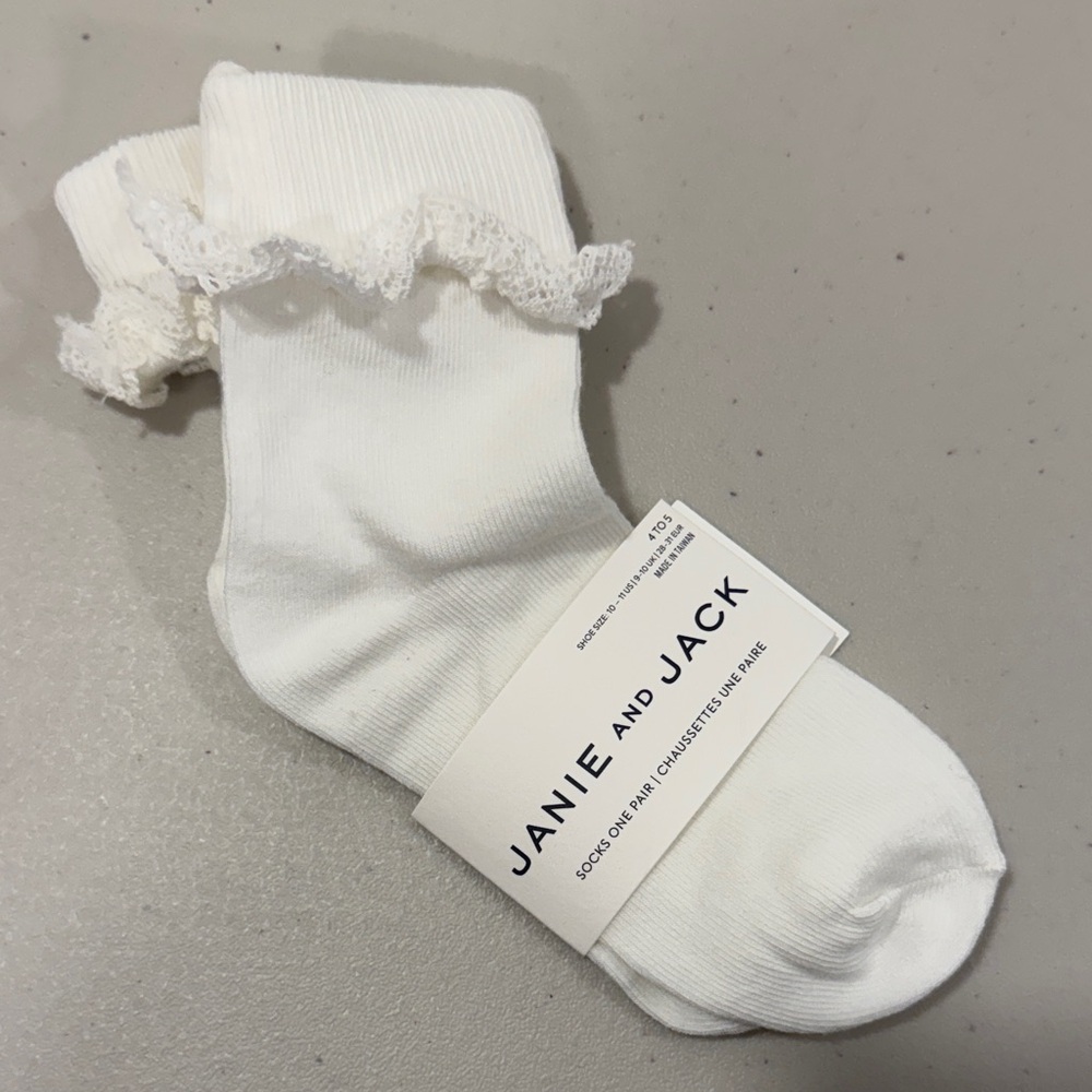 Janie and Jack Cream Ruffle Trim Socks